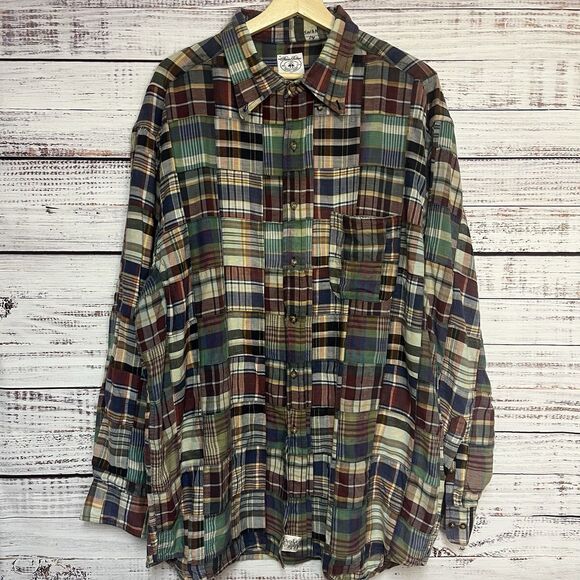 Brooks Brothers Shirt Mens XL Cotton Madras Patchwork Plaid Long Sleeve Indian - Picture 2 of 7